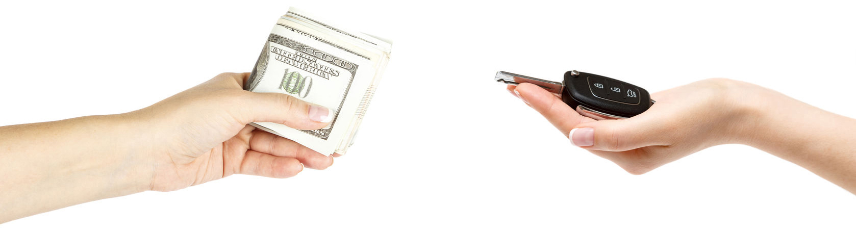 Photo of cash being exchanged for car keys